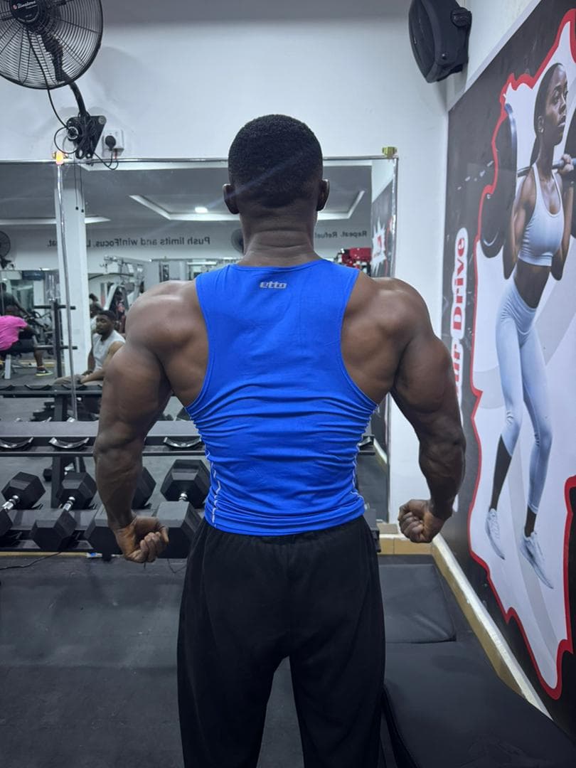 Athlete training from the back in the gym